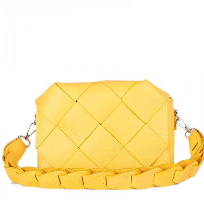 kožené kabelky na styl bottega malé žluté 