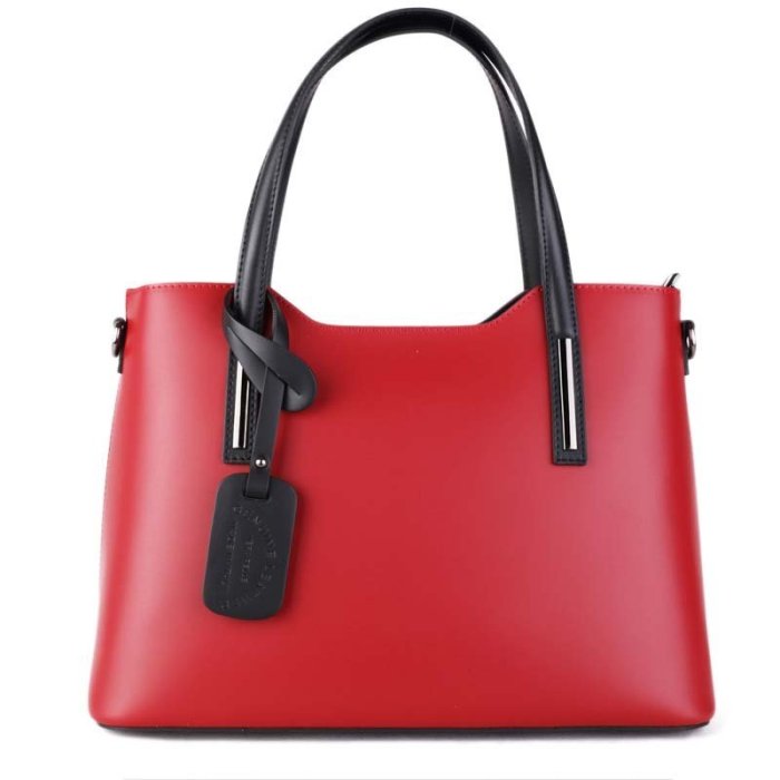 kvalitní červené kožené kabelky v kombinacii s černou emotys