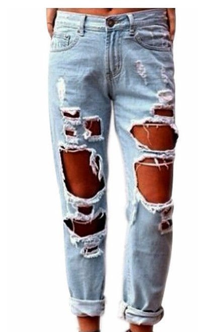 Dámské moderní potrhané džíny