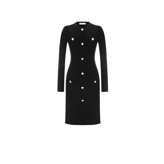 Dámské pružné svetrové šaty černé Rinascimento CFM80010620003