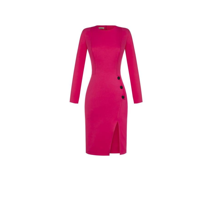 Dámské midi šaty s rozparkem růžové Rinascimento CFC80018394002