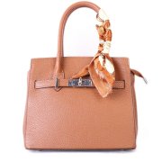Hnědé dámské kvalitní kožené kabelky Birkinas střední