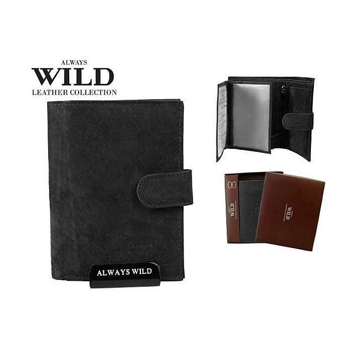 Značková kožená peněženka Always Wild černá  8N4L-MHU přední strana