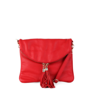 Kožená kabelka malá crossbody Italská červená Korzika přední strana