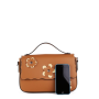 Trendová kožená kabelka Vera Pelle z Itálie hňedožlutá Bibiana s mobilem