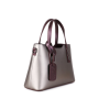 Moderní kožené kabelky Vera Pelle carina střední stříbrná s fialovou