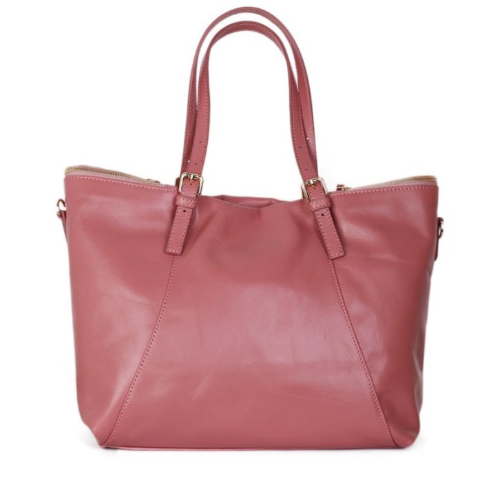 Luxusní dámské kožené kabelky na rameno samanta růžové