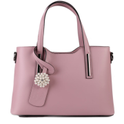 Luxusní velké kožené růžové kabelky s broží carina