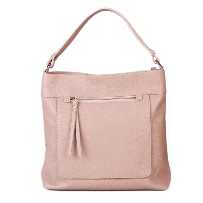 Luxusní růžová kožená kabelka Iva