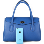 Italské Kožené kabelky v rukocho Bergama kráľovská modrá
