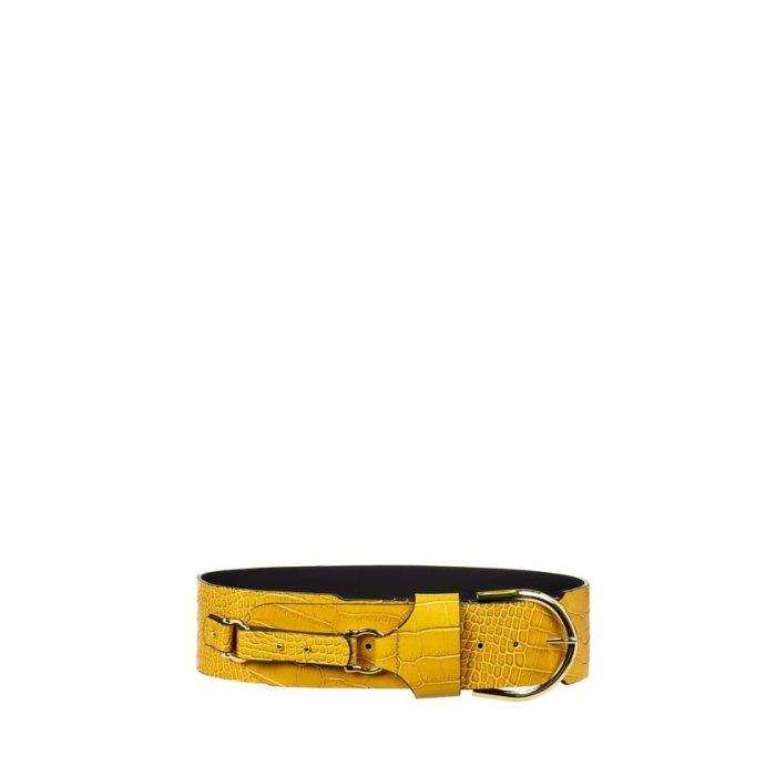 Dámský pásek z pravé kůže žlutý Rinascimento ACV80012885003