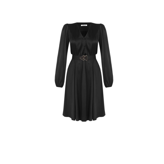 Dámské saténové šaty s páskem černé Kitana CFC80105089003